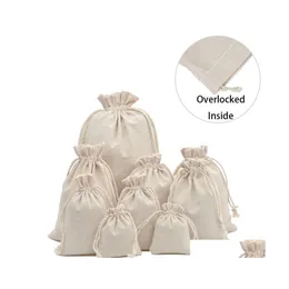 car dvr Gift Wrap 50Pcs Reusable Cotton Muslin Bags For Candy Coffee Beans Herb Tea Packaging Wedding Party Favor Bag Linen Dstring Pouch Dr Dhcnt