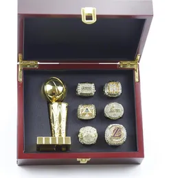 6pcs LK Basketball Bryant Team champions Championship Ring Set With Wooden Box Trophy Souvenir Men Women Boy Fan Brithday Gift 2023 Hip hop Jewelry Sport Punk