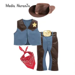 Clothing Sets Children Festival Clothes Western Cowboy Boys Cosplay Costume Suits Purim holiday outfits 230225