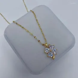 Pendanthalsband Tiktok White Zircon Clover Copper Ornament Necklace Accessories Live Streaming på Kwai Head Factory