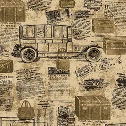 Tapeten Retro-nostalgische englische Buchstaben-Tapete im industriellen Stil, Loft, Bar, Café, Restaurant, personalisierter Papierwagen