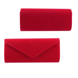 Evening Bags Elegant Red Suede Female Solid Women Envelope Clutch Girl Wedding Party Handbag Velour Prom Chain Shoulder 230225