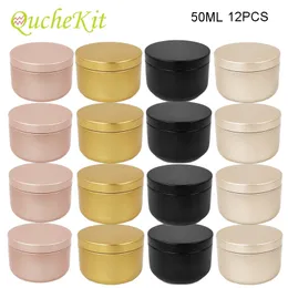 Other Home Storage Organization 12Pcs Round Candle Tea Jars With Lid Aluminum Travel Tin Container Cans Box Empty Cream Cosmetic 230224