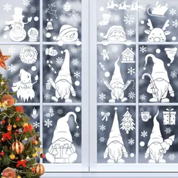 Adesivos de parede Janela de natal decalque Papai Noel Decalques de inverno de floco de neve para crianças Decorações do ano 230225