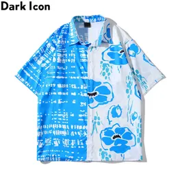 Camicie casual da uomo Stampa fissa scura Button Up Camicia hawaiana da uomo Materiale sottile Camicie da uomo Holiday Beach Z0224