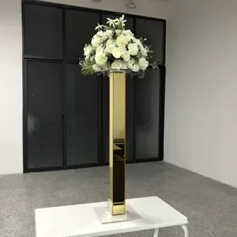 decoration Mirror gold acrylic pillar flower stand for wedding table Golden sliver candelabra wedding centerpieces gold candles stand decorative 611