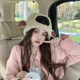 Beanies Beanie/Skull Caps Women's Winter Hats Sweet and Sweet Lamb Hair Ears skydd Korean Fashion Warm Pullover Cold For GirlsBeanie/SKU