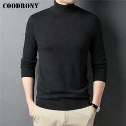 THERTS للرجال Coodrony العلامة التجارية 100 ٪ Merino Wool Turtleneck Sweater Men Clothing Autumn Winter Pure Color Slim Warm Warm Pullover Z3016 230225