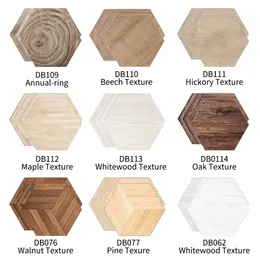 Wall Stickers Funlife 10 Pcs Whitewood Beech Maple Oak Walnut Hickory Texture Hexagon Ground Waterproof Self-Adhesive Sticker DB 230225