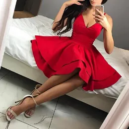 Red Homecoming Dresses Spaghetti Straps V Neck Short Prom Party Dresses Graduacion Custom Made vestidos cortos