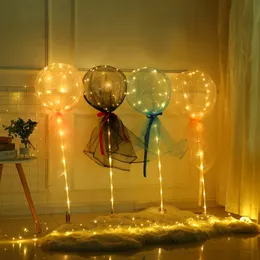Novelty Lighting Up Bobo Balloons White color DIY String Lights 20 inch Transparent Balloon with Multicolored Lights Partys Wedding Decoration CRESTECH