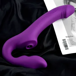 Strap on Dildo för kvinnor Klitoralsugande Vibrator Sucker Klitorisstimulator Anal Vibrator Sexleksak för vuxna 18 par Lesbisk 220303