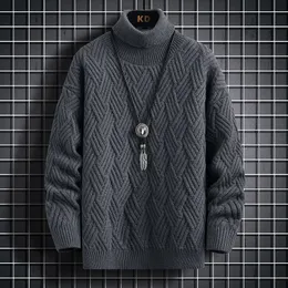 Мужские футболки Зимнее высокое качество водолазы мужской свитер Толстый теплый пуловер мужчина случайные мужские свитера высокая шея вязаные мужские рождественские джемперы 230225