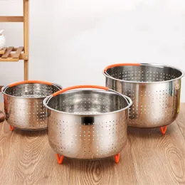 Baking Pastry Tools Stainless Steel 304 Steamer Basket With Silicone Feet for Pressure Cooker Accessories with Instant Pot Kitchen Food Strainer 230224