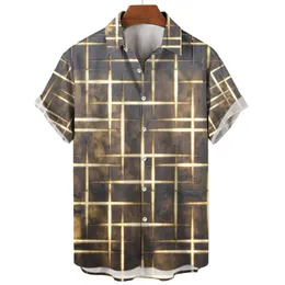 Men's Casual Shirts 2023 Luxury Hawaiian Geometric Pattern 3d Print Painting Style Short Sleeve Man Plus Size Travel Top Xs5xl 230224