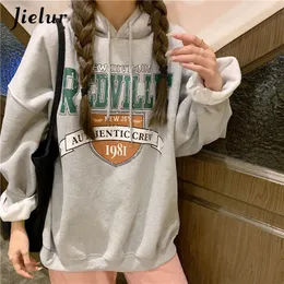 Hoodies للنساء مناشيرات جيلور كوريا أزياء أزياء للنساء محطّنات صوف دافئ رمادي بلوز شتاء شتاء الفضفاض