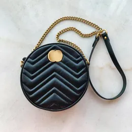 Lyxdesigners väskor toppkvalitet Marmont Round Cases Axel mode Cross Body äkta läder stad kvinnors män crossbody handväskor mode tote mini koppling väska