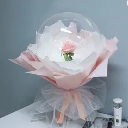 Nowość oświetlenie LED Luminous Rose Rose Rose Buquet Transparent Bobo Ball Walentynki Prezent Urodziny Przyjazd Wedding Przyjęcie podtrzymujące dekoracje balony Crestech