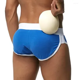 Underbyxor män sexiga underkläder trosor manliga trosor shorts penis påse bulge förbättring av baksidan dubbel borttagbar push up cup