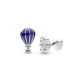 Blue Hot Air Balloon and Hearts Stud Earring Set f￶r Pandora 925 Sterling Silver Fashion Party Jewelry for Women Girl Gift Love Earrings With Original Box