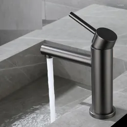 Rubinetti per lavandino del bagno MTTUZK Nordic Simple Gun Rubinetto per lavabo grigio e miscelatori a freddo Rubinetti con foro singolo in acciaio inossidabile senza piombo