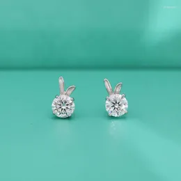 スタッドイヤリングかわいいルビーモイサナイト女性925スターリングシルバー0.5ct Dカラーモイサニタダイヤモンド耳スタッドホワイトゴールドメッキパステスト