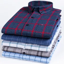Camisas casuais masculinas homens luxuosas de tamanho xadrez de manga comprida 100% algodão elegante e elegante roupas casuais, além de blusa de tamanho grande 230225