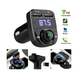 CAR DVR Bluetooth Car Kit FM50 X8 FM Sändare Aux Modator Hands O Mottagare MP3 Player med 3.1a Snabbladdning Dual USB C Drop Delivery Mob DHN0V