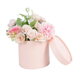 Present Wrap Round Flower Paper Boxes Håll hinken Packaging Box Candy Mother's Day Party Wedding Storage Floral BoxesGift