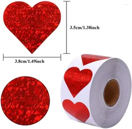 Gift Wrap 500pcs Red Heart Shape Labels Valentine's Day Paper Packaging Sticker Candy Dragee Bag Box Packing Wedding