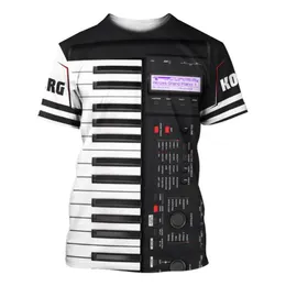 Men's T-skjortor 2023 HARAJUKU PIANO MUSIK 3D Tryckt T-shirt Män kvinnor Hip Hop Fashion Cosentra ärmskjorta Streetwear Overdized Tops