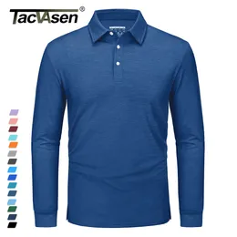 Men's Polos TACVASEN Mens Long Sleeve Polo Shirts Moisture Wicking Lightweight Pullover 3 Buttons Casual T-shirt Fishing Golf Sports Tops 230225