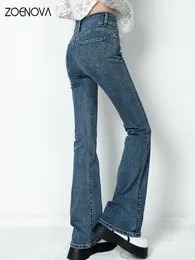 Jeans da donna ZOENOVA Moda Streetwear Jeans elasticizzati Donna Y2k Svasato Skinny a vita alta Mom Jean Morbido Abbigliamento casual femminile Pantaloni lunghi 230225
