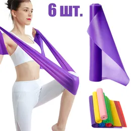 Yoga Stripes 6-teiliges Set Fitness-Übungs-Widerstandsbänder Pilates Rubber Yoga Elastic Band Gym J230225