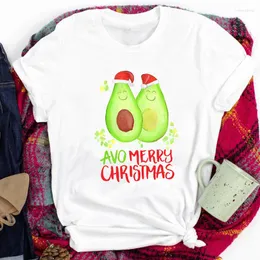 여자 T 셔츠 여성 편지 인쇄 티셔츠 90 년대 여자 Kawaii 메리 크리스마스 아보카도 Tshirt 여성 그래픽 캐주얼 짧은 슬리브 티 셔츠