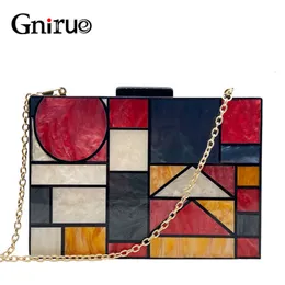 Evening Bags Unique Patchwork Acrylic bags Geometric Handbags Clutches Party Prom Purses Wedding Wallets Drop 230225