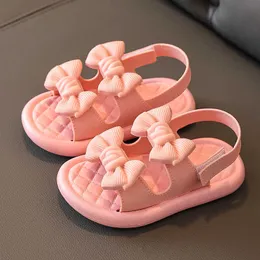 Sandalet çocuk ayakkabıları yaz kızlar moda sandaletler bowtie açık ayak parmağı prenses plaj ayakkabıları 29 yıl çocuk sanalyas chaussure enfant fille z0225