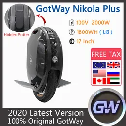 2020 Gotway Begode Nikola Plus 전기 자전거 17 인치 2000W 모터 셀프 밸런스 스쿠터 100V 1230WH 1800WH 1845WH Monowheel Scooter255Q
