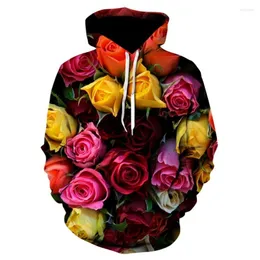 Herren Hoodies Männer/Frauen Langarm Hoodie Garten Harajuku Sexy Romantische Rose Druck Große Pullover Sweatshirts 2023 Asiatische größe