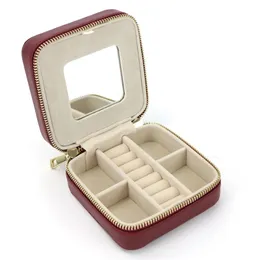 Kosmetiktaschen Koffer Customized Korean Style Girl Schmuckschatulle Tragbare echte Lederohrringe Ringkoffer Multi -Funktionsaufbewahrung 230224