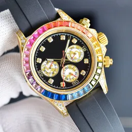 MENS Titta på automatisk mekanisk 40mm Diamond Bezel Watches Original Rubber Strap Classic Business Wristwatch Montre de Luxe