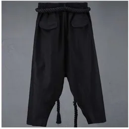 Herrbyxor Herrbyxor Spring och Summer Low Crotch Trousers Meneleg byxor Retro Culottes Bloomers Stage Outfit Yamamoto Style Z0225