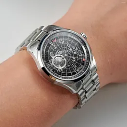 Zegarek oblvlo top marki Mężczyzn Watch ze stali nierdzewnej luksusowa gwiazda Earth Star Automatic Mechanical for Waterproof GC