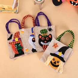 Tote bag di zucca di lino di Halloween per bambini vestiti per bambini sacchetti di caramelle che implorano oggetti regalo per sacchetti regalo