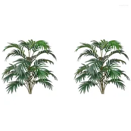 Dekorativa blommor 2x konstgjorda palmplantblad falska tropiska stora