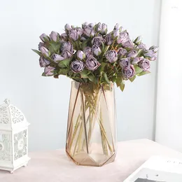 Decorative Flowers Display Artificial Fake To Make Old Coke-edge Roses European-style Retro Simulation 5 Small Bouquet