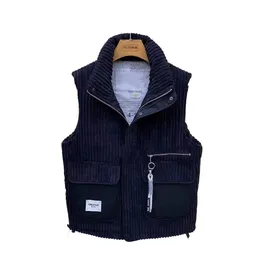 Men s Vests M 4xl Mens Coats Autumn Winter Male Waistcoats Jacket Stand Collar Zipper Striped Pocket Outerwear Top Clothes H70 230225