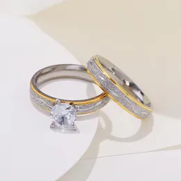 Anéis de casamento 4mm Casal Lover no engajamento para homens homens zirconia simples anel de anel de aço inoxidável Presentes de jóias de moda