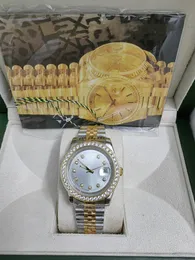 С коробки бумаги высококачественные часы 40 мм 18K алмазной рамки с желтым золотом. Автоматическое мужское браслет мужские часы 2023