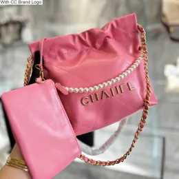 CC Brand Shoulder Bags Classic 22 Shopping Bags With Bead Bracelet Designer Totes Gold tone Letter Diamond Quilted Calfskin Garbage Bag Women Mini Large Capacit